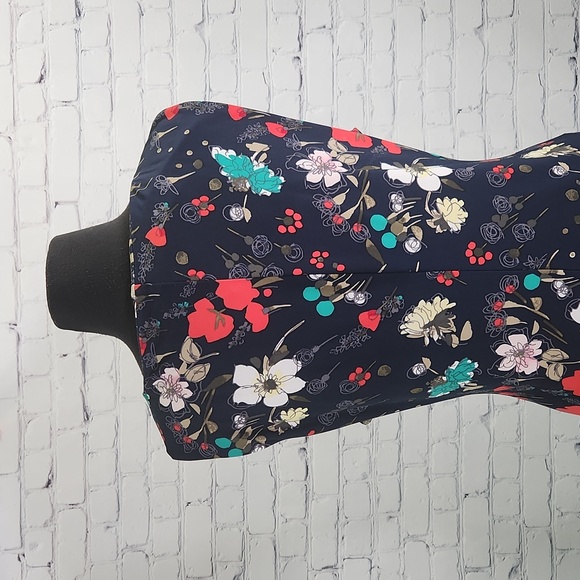 Tommy Hilfiger Navy Blue Floral Print Sheath Dress - Size 14 - Picture 7 of 10